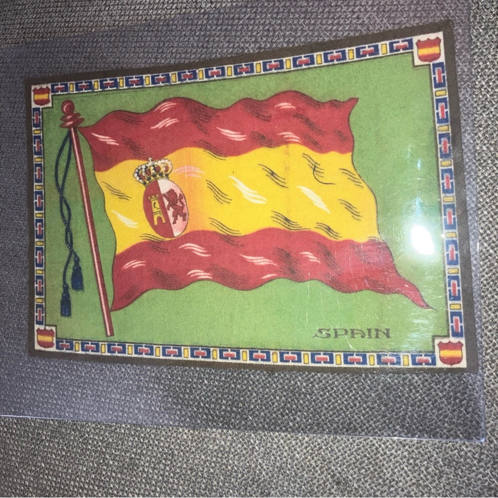 Vintage 1910 Cloth Spain Flag Pattern Fabric Barcelona National FC